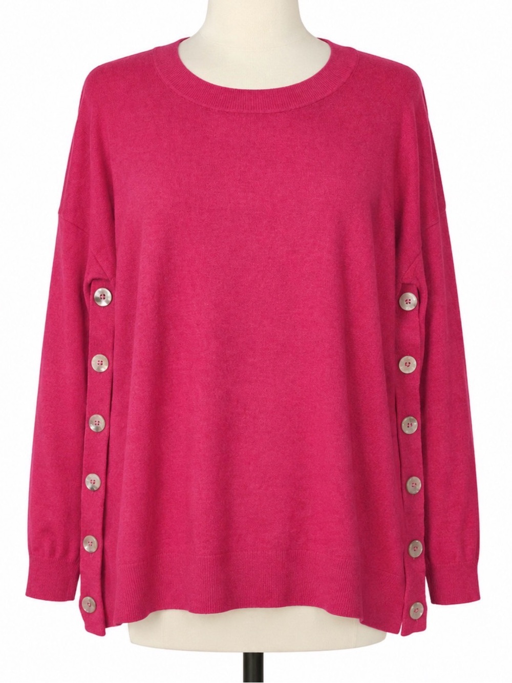 Boden Pink Wool Cashmere Blend Side Button Sweater Large Soft Luxury Knit - Picture 1 of 2